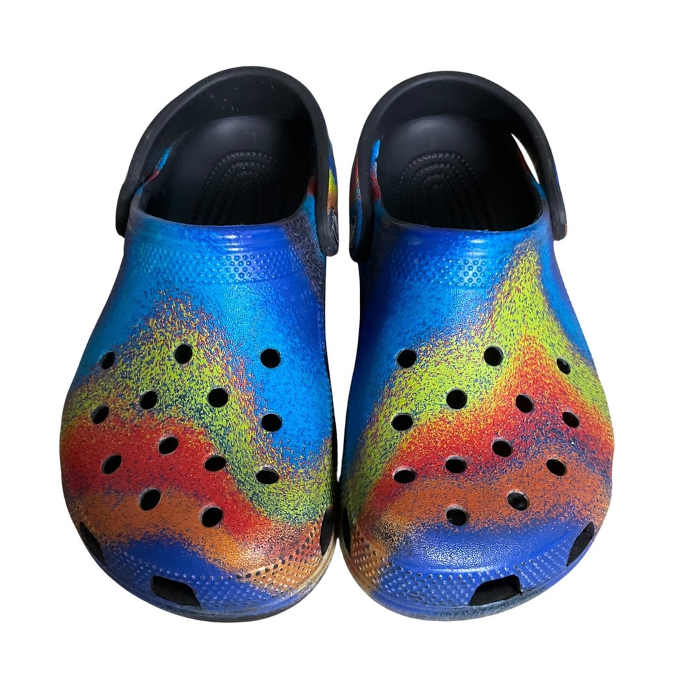 Crocs Kids Youth Classic Clog Spray Dye Paint Multicolor Galaxy Size J4 4M 6W